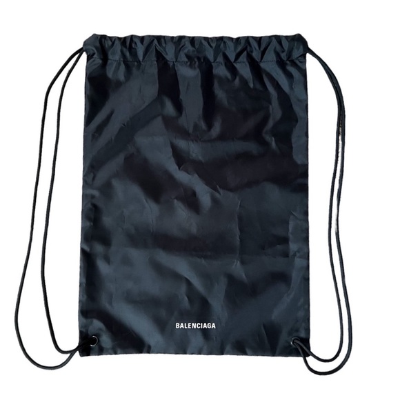 NWOT Authentic Balenciaga Logo Nylon Drawstring Back- Pack - Picture 2 of 7